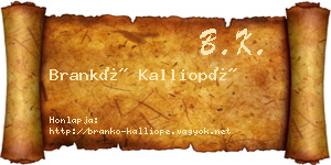 Brankó Kalliopé névjegykártya